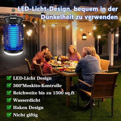 seenlast Insektenvernichter Elektrisch, Mückenlampe 4200V Fliegenfalle – Ansicht 5