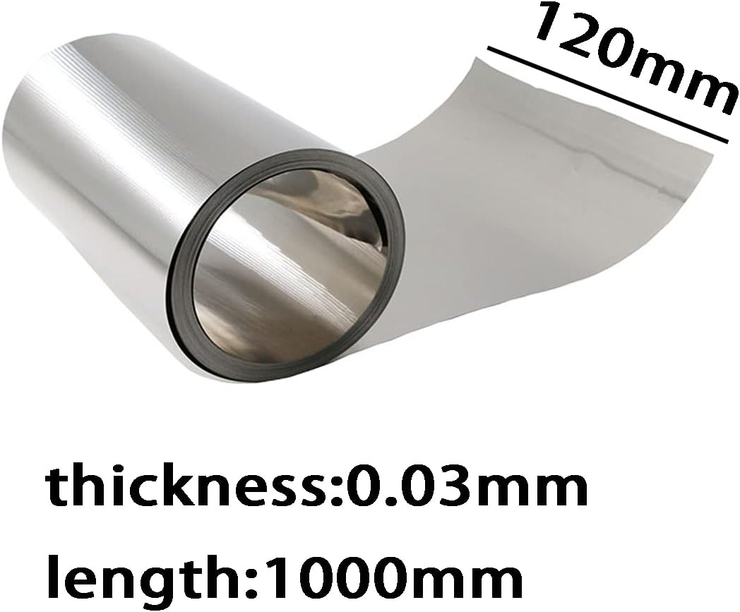 Metal Sheet foil,Stainless Steel Sheet,Nickel Plate Sheet Foil Nickel Plate Strap Strip Sheets 99.96% Purity,Length 1000Mm Width 120Mm Thickness 0.03Mm