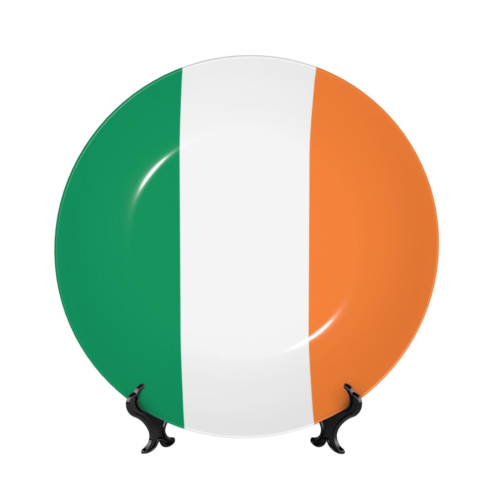 SXZVVBN Irish flag Bone China Decorative Plate Art with Stand Removable Adhesive Hanging for Home Office 7in