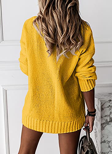 Image of Womens Loose Sweaters Sexy V Neck Long Sleeve Solid Knitted Jumper Pullover Sweatshirt Tops