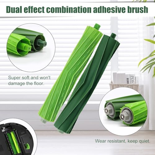 Image of Replacement Parts Compatible with iRobot Roomba i7 i7+ i2 i3 i3+ i4 i4+ i6 i6+ i8 i8+ /Plus j7 E5 E6 E7, 2 Rubber Brushes, 4 HEPA Filters, 4 Side Brushes, 1 Screwdriver, 1 Cleaning Brush,12 Pack