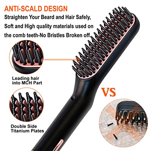 Beard Straightener, Heated Beard Comb Electric straightening Comb with Beard Balm and Beard Straightening Brush Hair Straightening Comb Gifts for Dad Him Men