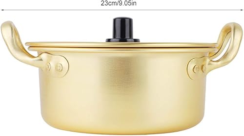 Miniatura 8 de Olla de fideos ramen coreanos, olla de fideos ramen de aluminio amarillo, antiadherente, tradicional coreana, olla de cocción rápida, se puede