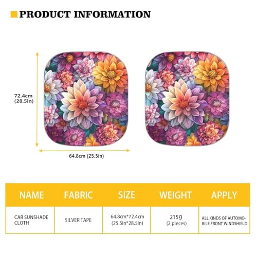 Image of Pink Dahlia Car Windshield Sun Shade Foldable 2-Piece Car Windshield Sunshades Window Shades Cover Sun Visor Shield for Most Sedan Truck SUV Auto Interior Protector