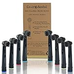 Eco Friendly Replacement Toothbrush Heads in Black by Envirodental - Fully Recyclable Pack of 8 Brushes - with Activated Charcoal Bristles - for Electric Toothbrushes