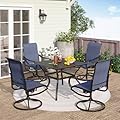 PHI VILLA 5 PCS Outdoor Patio Dining Set with Swivel Dining Chairs (Blue) and 37"x 37" Metal Steel Dining Table(1.57" Umbrella Hole), All Weather Patio Dining Furniture Set for Deck Lawn Garden