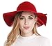 Bienvenu Floppy Hats for Women, Ladies Goth Fall Fedora Hat, Wide Brim Wool Felt Sun Hat,Red