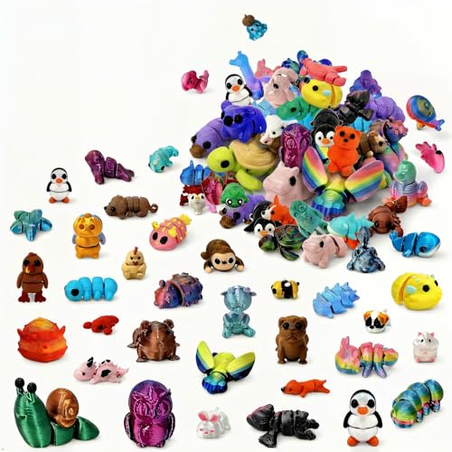 150PCS 3D Printed Random Animal Figurines Reward & Celebration Collection, Assorted mini Animals for...