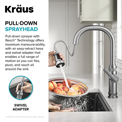Kraus Allyn Industrial Pull-Down Single Handle Kitchen Faucet In Spot-Free Antique Champagne Bronze, Kpf-4102Sfacb #TOP2