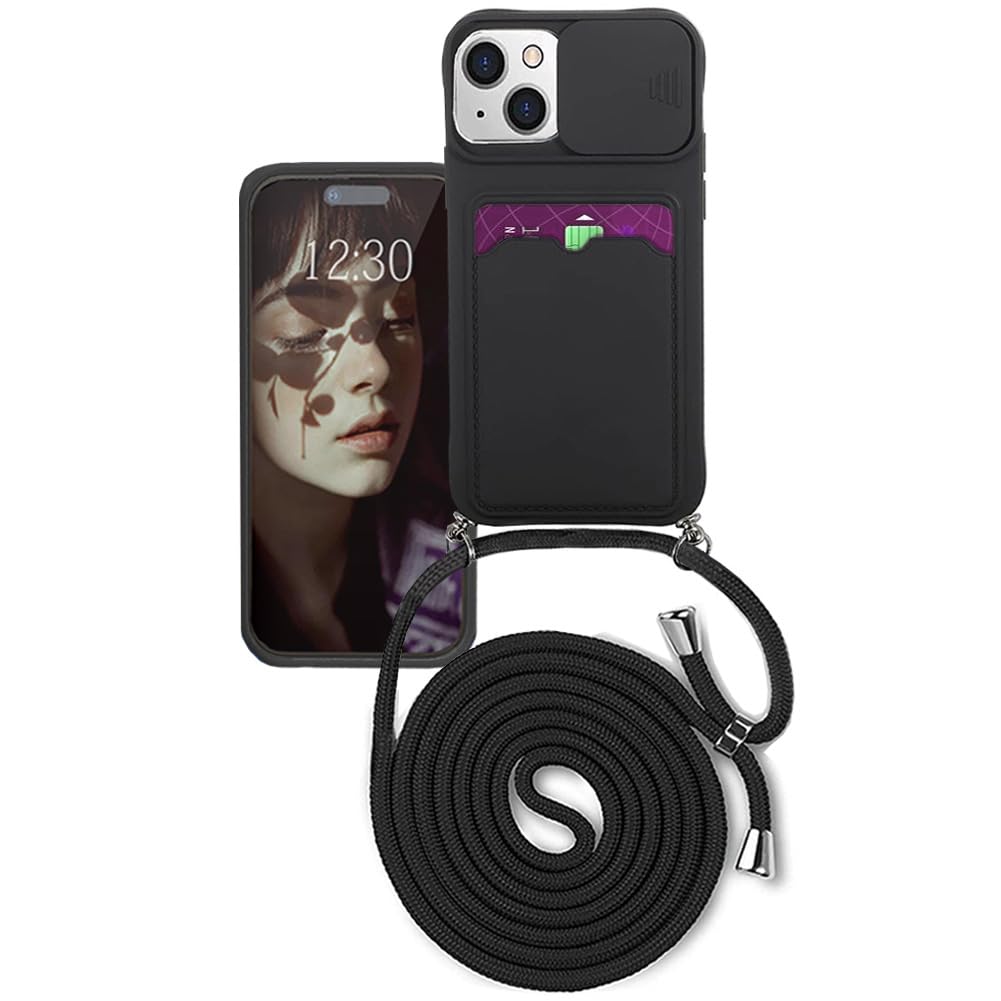 Wishcover store Cover Per iPhone X/Xs Collana Cordino CustodiaTPU Silicone Case Bumper,Cordoncino+Scorrevole [Protezione Copri Fotocamera]+Slot,Custodia da Collo per Smartphone