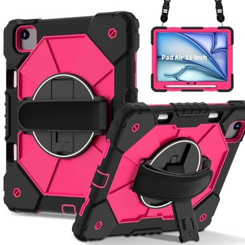 Protection iPad Air 11 M4 coque antichoc avec support rotatif et sangle de transport