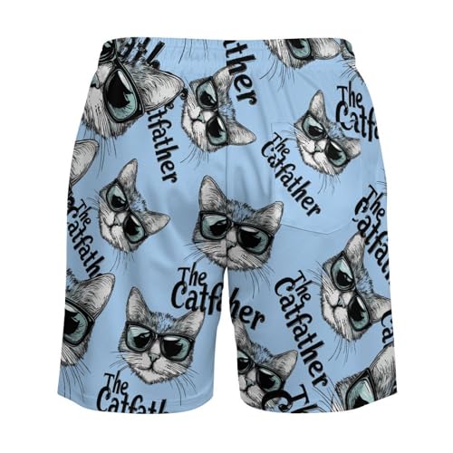 The Catfather Cat Father Dad Mens Swim Trunks with Quick-Drying Lining Beach Shorts for Outdoor Sports4