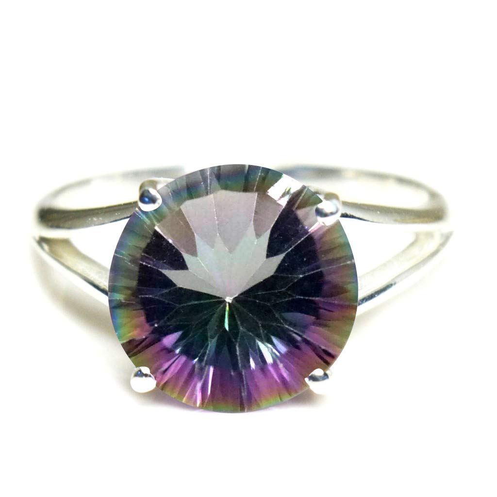 55Carat Choose Your Color Natural Round Gemstone Sterling Silver Ring for Her Friendship Love Sizes 5-13…