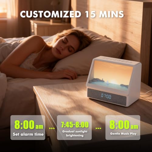 Image of Flymiro Sunrise Alarm Clock with Wake Up Light | White Noise Machine, Bluetooth Speaker