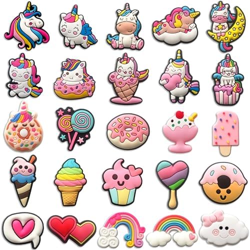 Unicorn Shoe Charms for Girls, 25 PCS Cute Shoe Decoration Pins f...