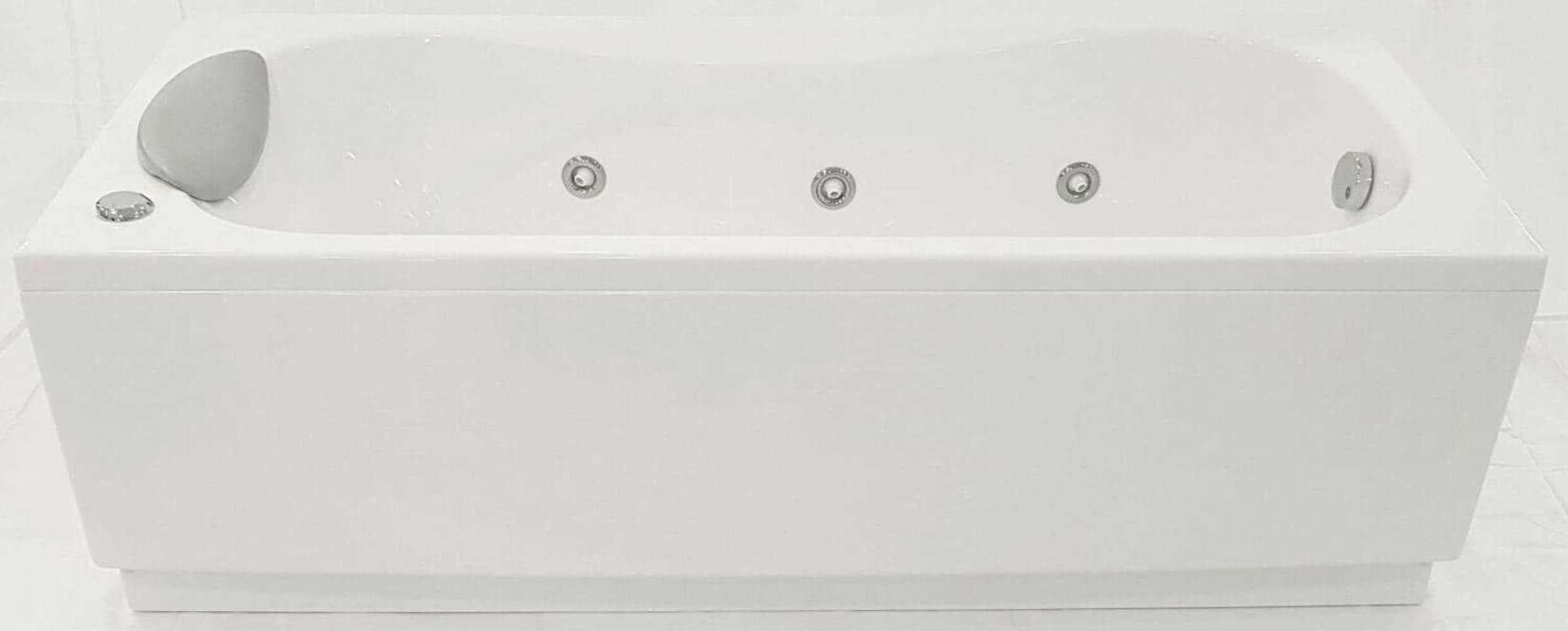 Vasca Bagno Idromassaggio Pneumatico Rettangolare Novellini Calypso Eco 170x70xH55 cm 170 LT Colonna 1 Pannello Frontale 1 Laterale Reversibili Idro Telaio Rinforzato Acrilico Bianco Lucido