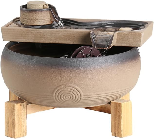 Indoor Fountain Tabletop Fountain Ceramic Water Flowing Ornaments Water Flowing Device Office Desktop Fountain Creative Decoration Tabletop Fountain
