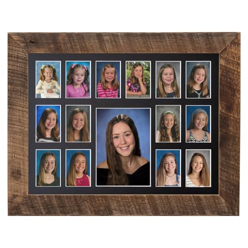 Image of Rustic Red Door Co. 12x16 School Days Picture Frame with Multiple Openings - School Years Photo Collage - The Days Are Long - 2 Pre-School & Kindergarten to 12th Grade (15 Photos, 2PreK-12th, Black)