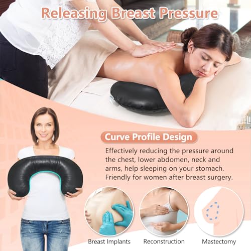 Breast Pillow for Massage Table, Massage Breast Support Pillow for Sleeping, Massage Bolster Wedge, Post Surgery Breast Pillow Chest, Faux Leather Spa Massage Cushion Prone Pillow for Beauty Salon by KAAMOS - Image 4