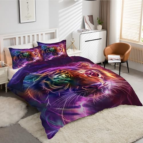 Ensemble de lit reversible tigre et housse de couette 240x260 cm - 3