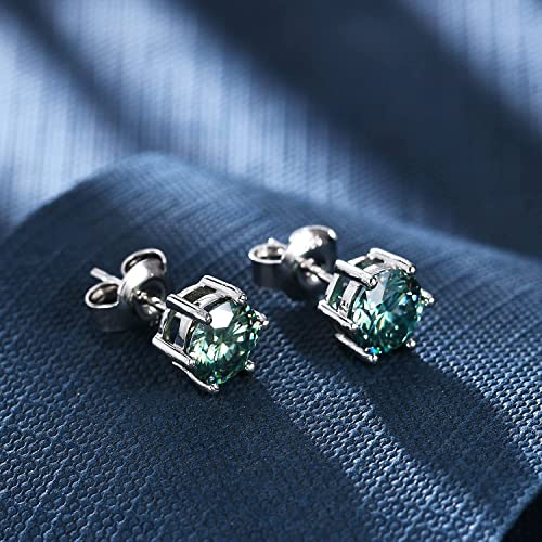 Green Moissanite Earrings - 6 Prong Green Stud Earrings 14k White Gold Green Earrings 925 Sterling Silver Moissanite Jewelry Gifts for Christmas3