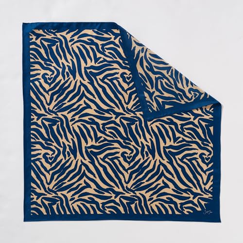 Zebra Blue & Cream Silk Twill Scarf3