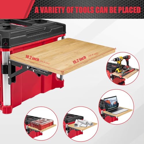 Heavy Duty Foldable Work Table Compatible with Milwaukee Packout Toolbox,Side Storage for Your Packout System,Bamboo by BPOPO - Used condition - Image 3