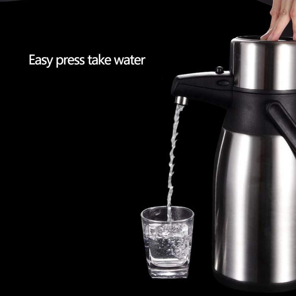 Jarra con bomba de vacío de acero inoxidable, termo de 3 litros para almacenamiento de líquidos fríos y calientes durante 24 horas, ideal para viajes, exteriores, camping y eventos