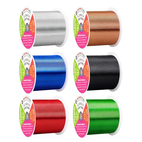 Image of Mandala Crafts 22 GA Black Red Green Assorted Anodized Aluminum Craft Wire | 450 FT, Colored, Flexible, Bendable for Bonsai Armature Sculpting Wire Wrapping Jewelry Making, Weather & Tarnish Resistant