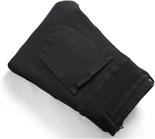 Miniatura 8 de Ginsiom Pantalones de mezclilla de motociclista para hombre, pierna recta, ajustados, desgastados, elásticos, para motocicleta