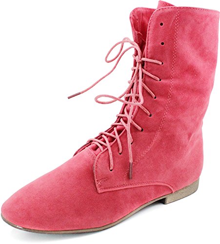 Breckelle's Women's Lace Up Flat Oxford Loafer Sneakers Two Way Wear Rose Color