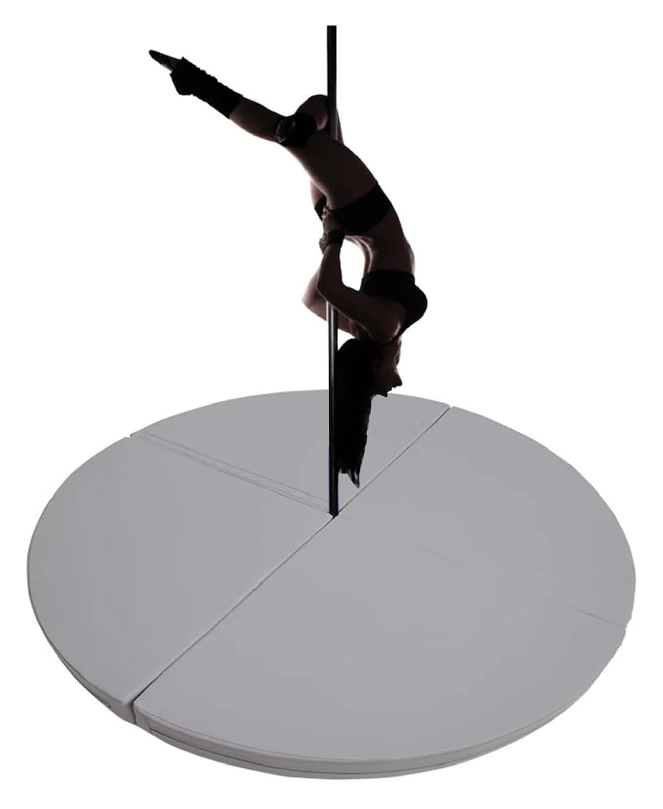 WJFTODAY Thick Foldable Stripper Pole Crash Mat, Round Home Gym Safety Cushion, 1.2in Thick, 47.2in Diameter, Fall Protection Pad for Pole Dancing, Gray
