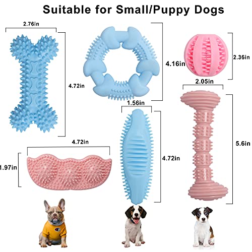 Hpethf Puppy Teething Chew Toys For Small Dog Toys, Puppy Teething Rings Rubber Interactive Chewers Relieve Itching Treat Ball Bone Clean Teeth Toy 6 Pack #TOP1