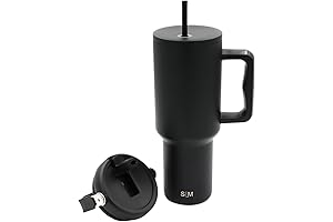 Simply Modern: 40 oz Midnight Black Tumbler with Modern Handle and Straw Lid