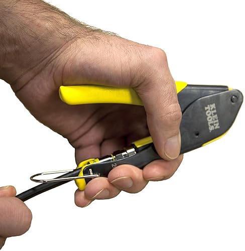 Miniatura 9 de Klein Tools VDV026-211 Coax Installation Kit with Crimp Tool, Cable Cutter, Stripper and F Connectors with Storage Bag