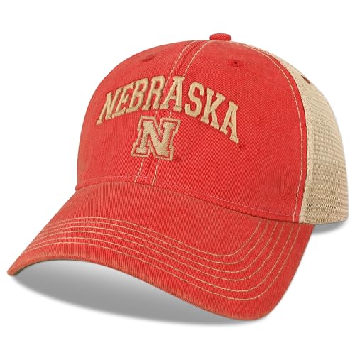 Legacy NCAA Officially Licensed Baseball Hat, Nebraska Cornhuskers, Lightweight Cap for Men & Women, Old Favorite Trucker Adjustable (OFA), Scarlet Trucker, One Size Fits Most, Snapback Closure