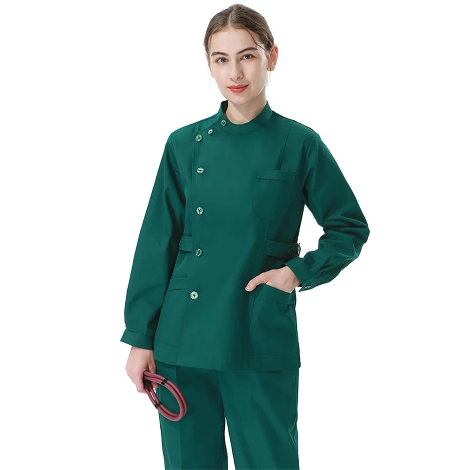 AHUFGN Nurse Scrubs Women Traditonal Nurse Scrubs Set Medical Uniforms Women Men Dental Workwear Clothes Poplin Surgeon Medic Scrub Suit