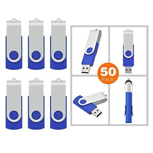 Review Product RAOYI 50PCS 1G 1GB USB Flash Drive USB 2.0 Flash Drive Memory Stick Fold Storage Thumb Stick Pen Swivel Design Blue