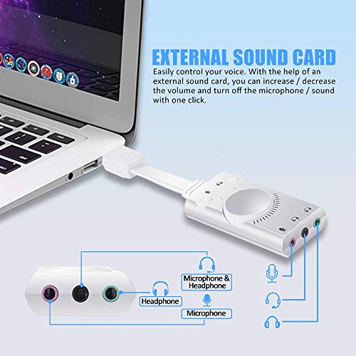 External USB Sound Card, PHOINIKAS USB to Audio Jack Adapter with 3.5mm Headphone and Microphone Jack, Volume Control, Stereo Sound Card Plug Play, for Windows, Mac, Linux, PC, Laptops, Desktops - Thumbnail 4