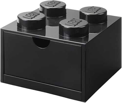 LEGO - Cajón de escritorio con 4 perillas, color negro, caja de almacenamiento apilable, 6.220 x 6.220 x 4.449 in, capacidad de 2.9 L,