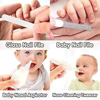 Baby Grooming Kit, Infant Safety Care Set with Hair Brush Comb Nail Clipper Nasal Aspirator,Baby Essentials Kit for Newborn Girls Boys (Grey White) — image 7