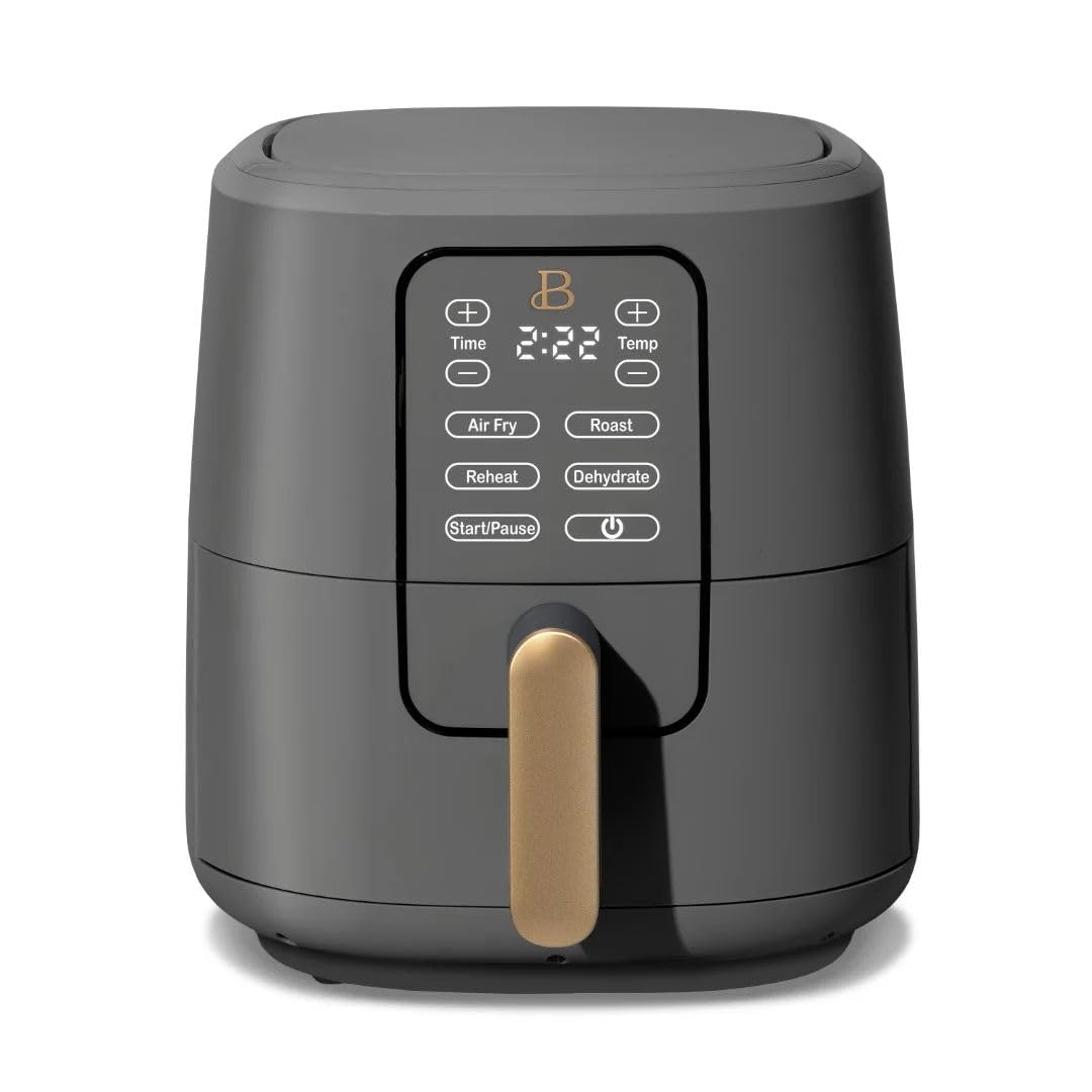 6-Quart Digital Air Fryer, TurboCrisp Technology, Touch-Activated Display, 1750W, 90–400°F, Dishwasher-Safe Basket by Drew Barrymoree. (OYSTER GREY)