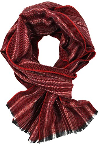 Écharpe rayures à la mode rouge 100% laine Merino Rotfuchs pour homme et femme collection R-31
