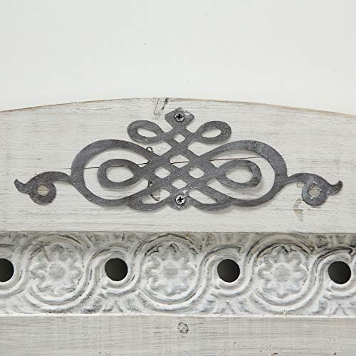 Whw Whole House Worlds Americana Rustic Farmhouse Mirror With Shutters, Vintage Gray, Distressed Metal Border Of Braided Flowers, Sustainable Wood, Glass And Metal, 21 3/4 X 1 1/4 X 28 3/4 Inches #TOP7