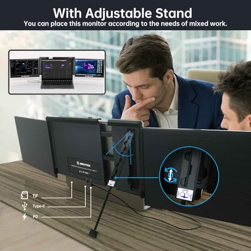 Image of Maxfree 13.3 Inch Laptop Screen Extender, Full HD Display (1920 x 1080), IPS Panel, 1000:1 Contrast Ratio, 16:9 Ratio, USB C Plug & Play Portable Monitor for Laptop, T2