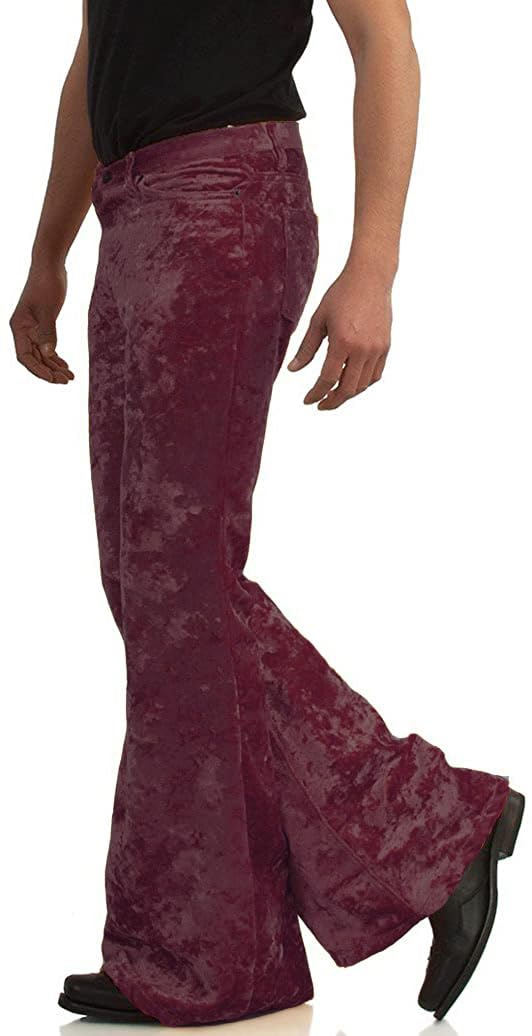 Herren-Hose aus Samt, entspannt, Vintage-Stil, 60er-/70er-Jahre-Stil, Stretch-Passform, klassischer Komfort, ausgestelltes Retro-Bein, Disco-Hose