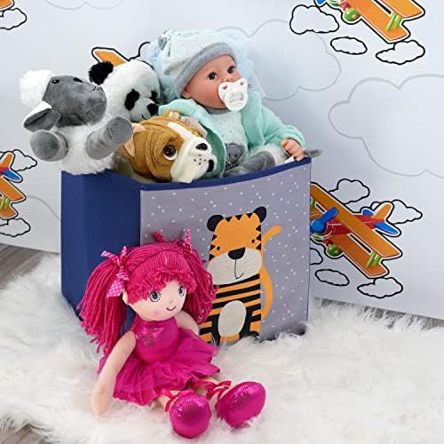Animal Design Storage Box Foldable Toy Chest Kids Room Organiser Basket Storage Cubes Container (Tiger)