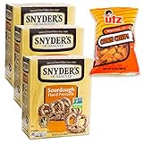 Snyder's Hanover Sourdough Hard Pretzels (3, 13.5oz Boxes) - Variety Pack - Utz BBQ Corn Chips (1, 3.5oz) - 4 Items Total
