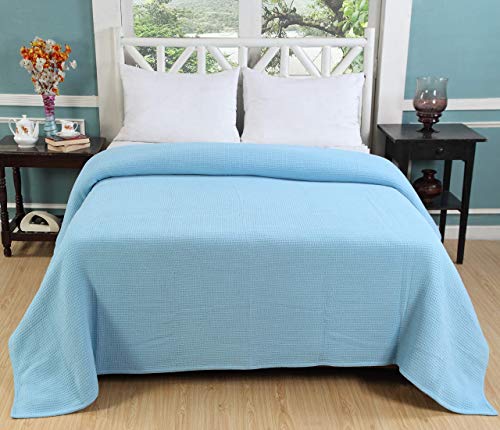 Aavni Homes 100% Cotton Blanket Waffle Weave Blanket Premium Light Weight Breathable Blankets For All Seasons Throw Blanket 90 X 60 Inches Aqua Sky Blue - Soft And Cozy For Twin Size Bed Couch Or Sofa #TOP2