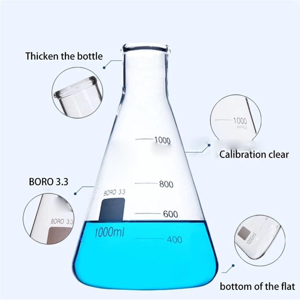 Matraz científico del juego, Matraz Erlenmeyer de vidrio transparente de 50 a 2000 ml(500ml)